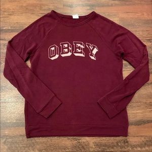 Obey Lightweight Burgundy Crewneck